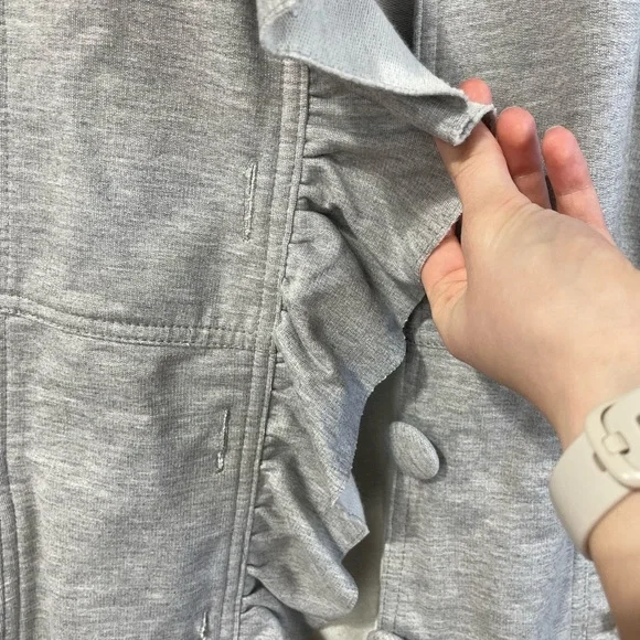Kut from the Kloth Button Front Ruffle Gray Long Casual Jacket M GUC - Picture 7 of 16